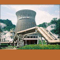 Picture of geothermal power plant cooling tower.